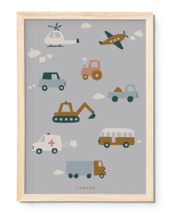 Liewood Beverly Plakat Vehicles   Dove Blue