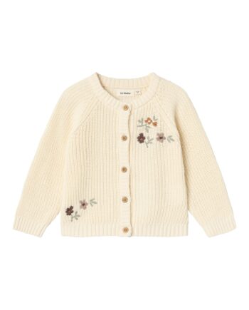 Lil Atelier Emlen Emb Knit Cardigan Birch 92 Cm