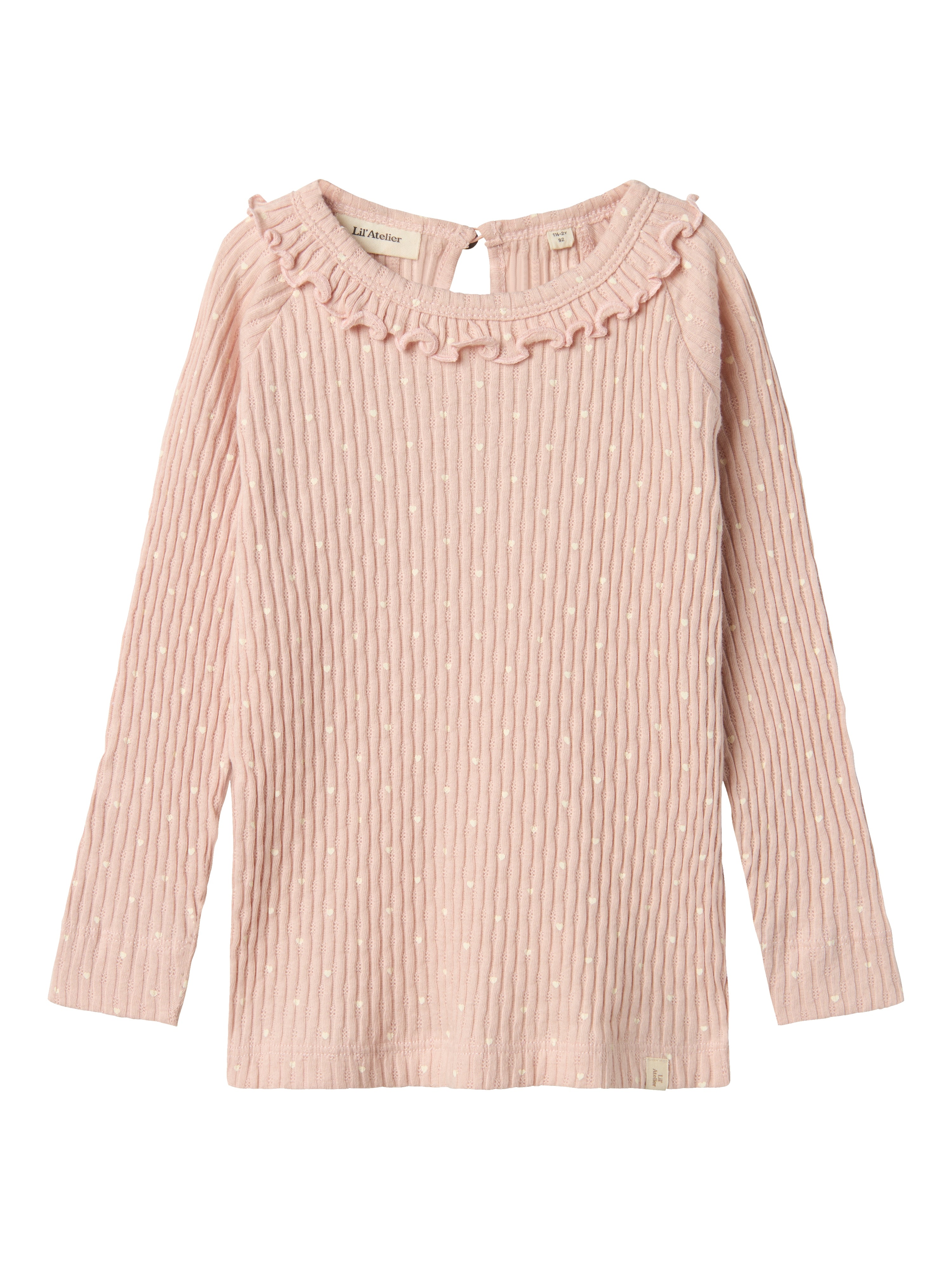 Lil Atelier Fiducia Slim Shirt Med Hjerter Peach Whip 92 Cm