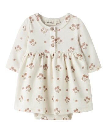 Lil Atelier Layo Sif Ls Body Dress Coconut Milk Flower Pink 56 Cm
