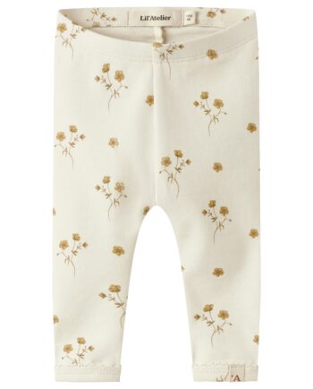 Lil Atelier Layo Sin Leggings Coconut Milk Flower Yellow 56 Cm