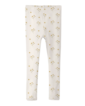 Lil Atelier Layo Sin Slim Leggings Coconut Milk Flower Yellow 92 Cm