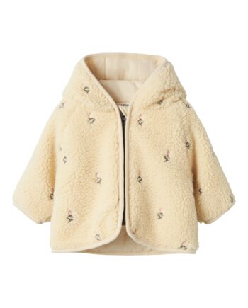 Lil Atelier Nalo Loose Sherpa Jakke Bleached Sand 56 Cm