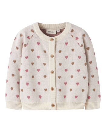 Lil Atelier Saran Knit Cardigan Heart Turtledove 92 Cm