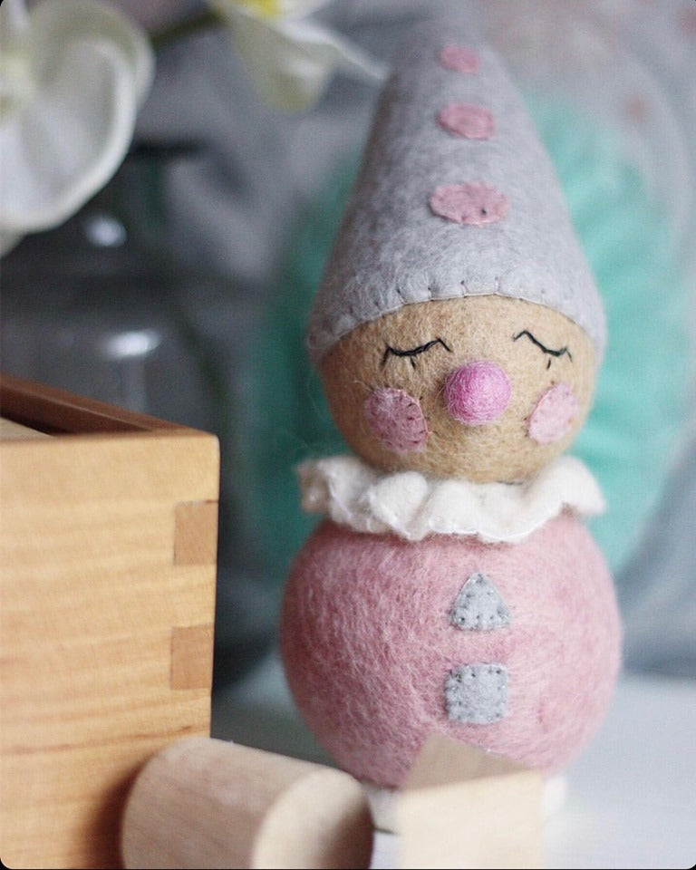 Lyserød Klovn Sleepy Head Gamcha Small  16 Cm