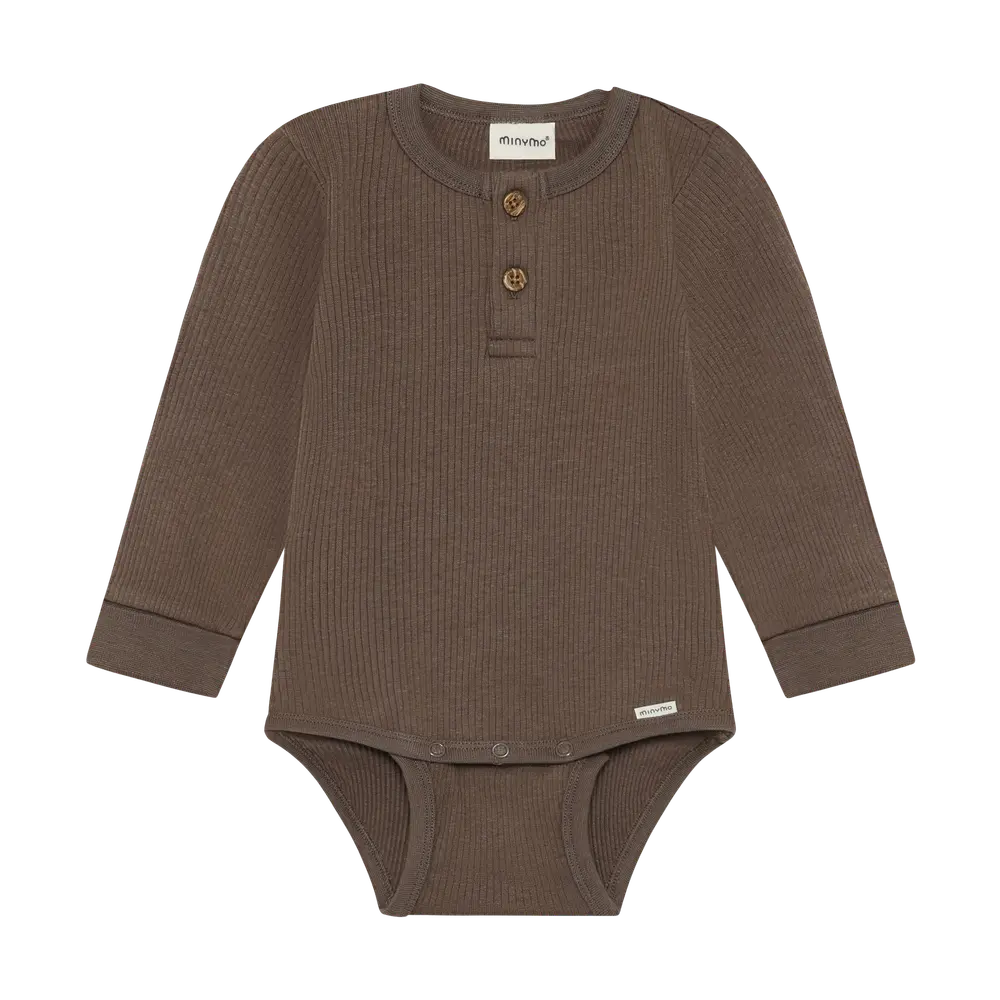 Minymo Langærmet Rib Body Chocolate Chip 68