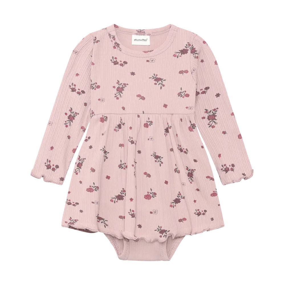 Minymo Langærmet Rib Bodykjole Fawn 92