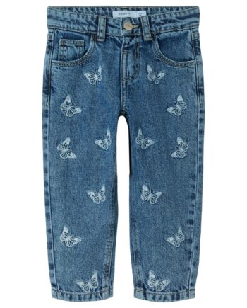 Name It Bella Mom Jeans Medium Blue Denim Butterfly 86 Cm