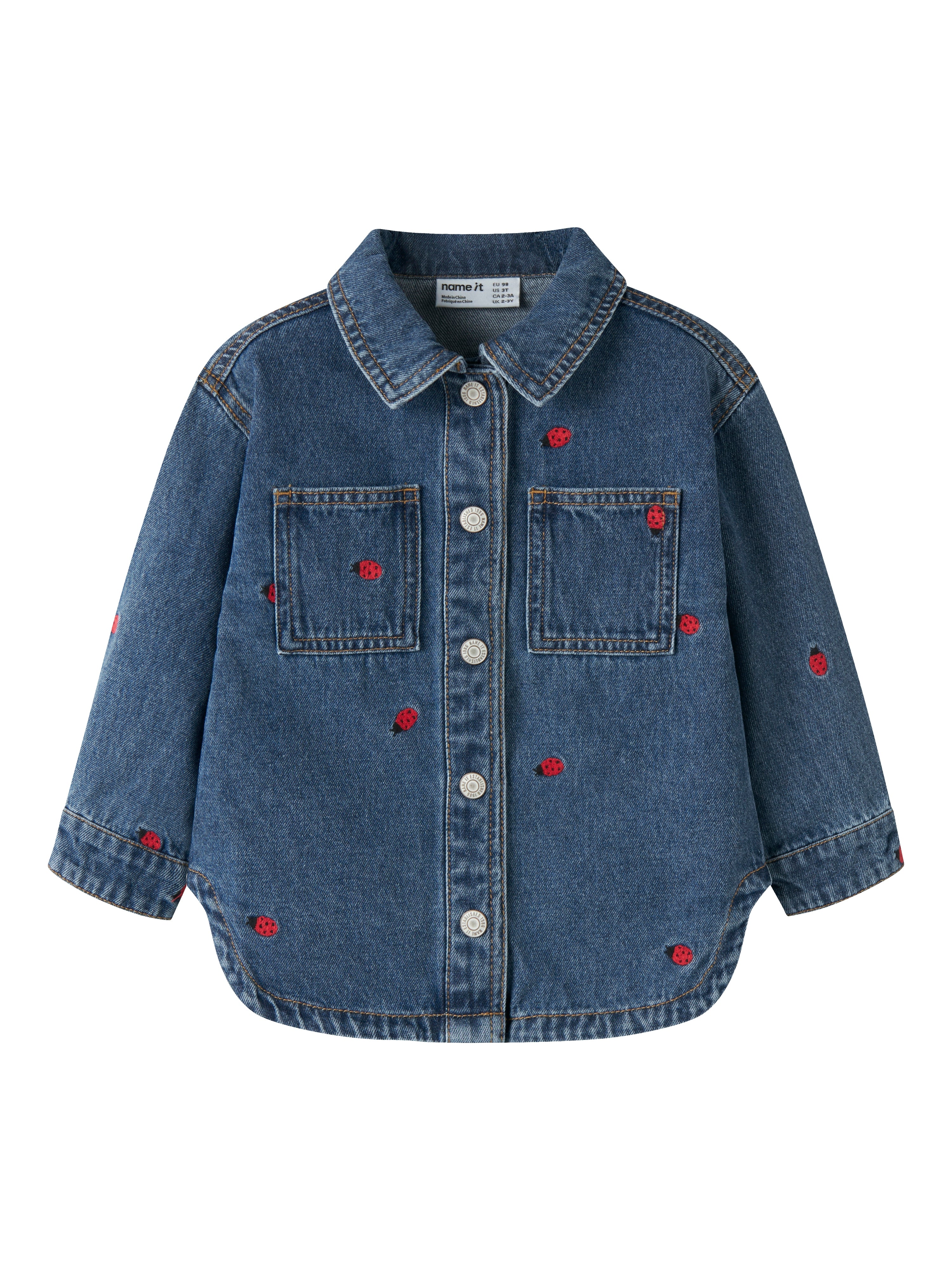 Name It Nina Emb Denim Jacket Medium Blue Denim Lady Bug 92 Cm
