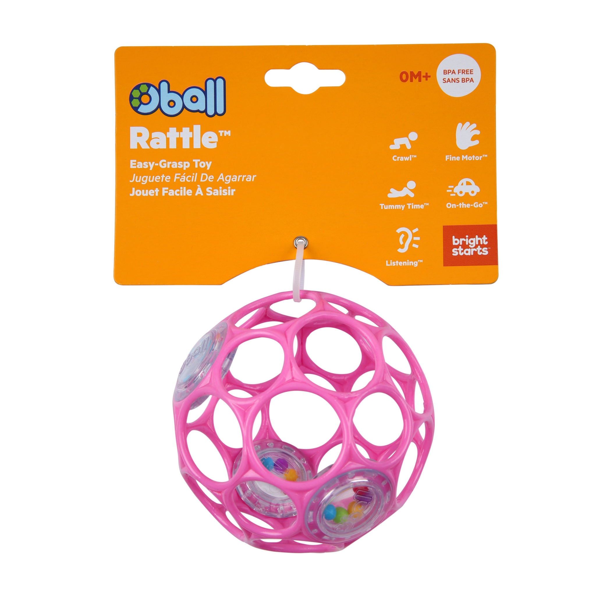 Oball Rattle 10 Cm Bold Brights Starts Pink