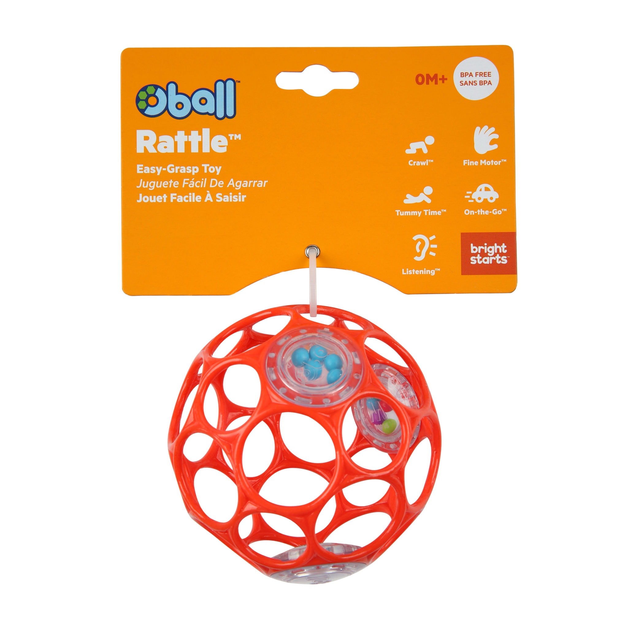 Oball Rattle 10 Cm Bold Brights Starts Rød