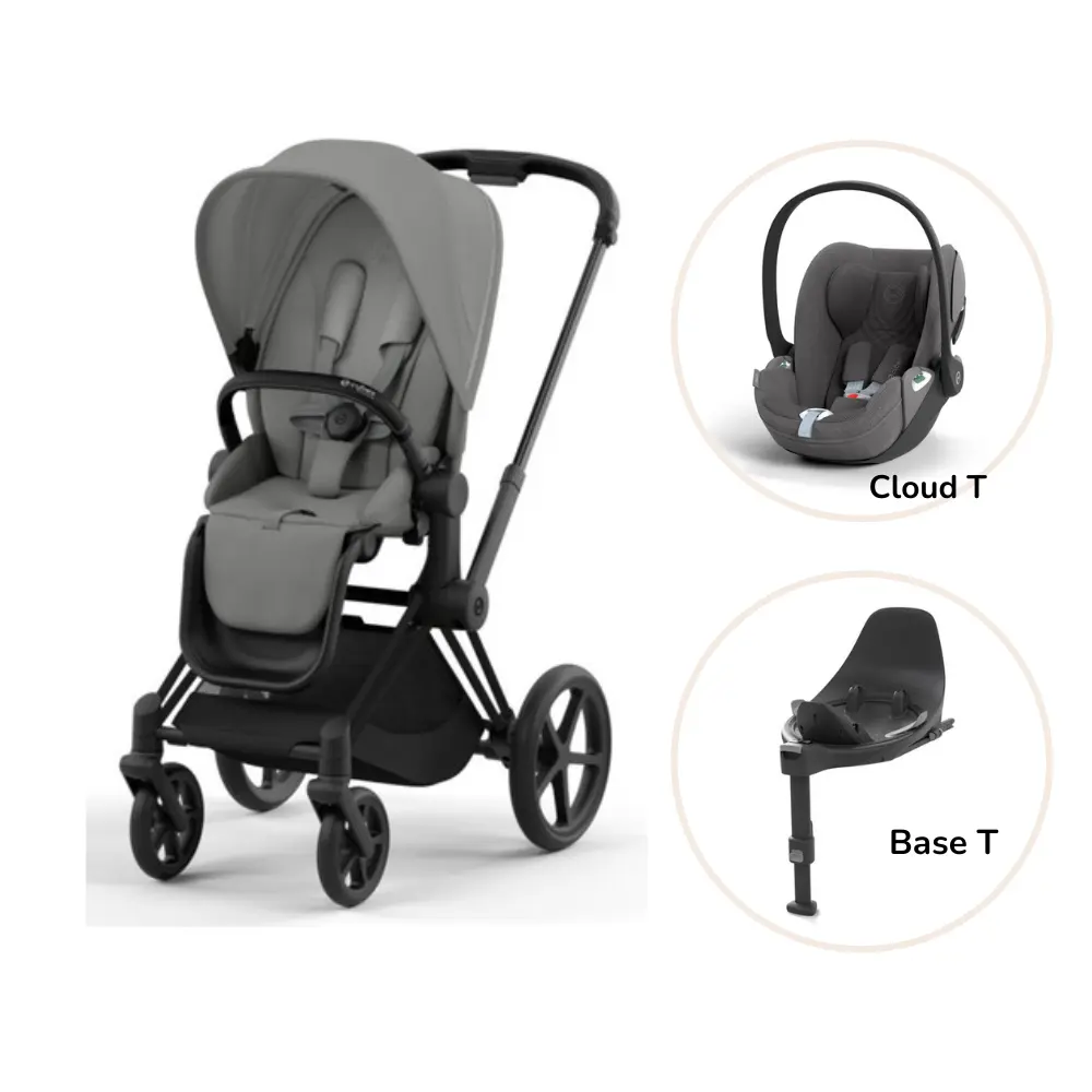 Priam Klapvogn Inkl  Cloud   Og Base Mirage Grey Matt Black Plus
