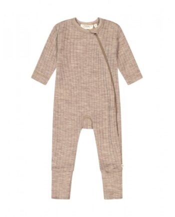 Rib Heldragt Med Lynlås   100  Merino Uld  Oeko-texâ  Beige Melange 56