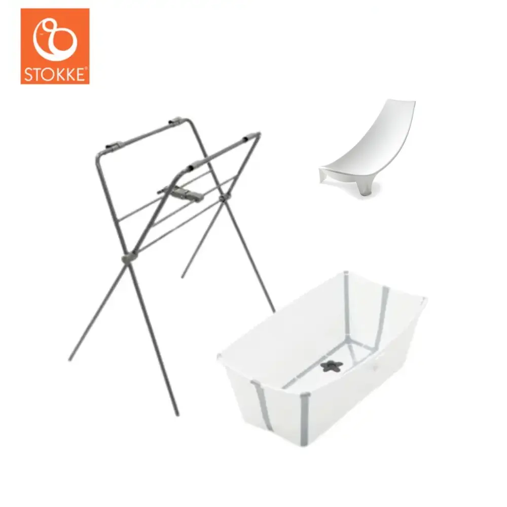 Stokke Flexi Bath Hvid Inkl  Grå Stativ