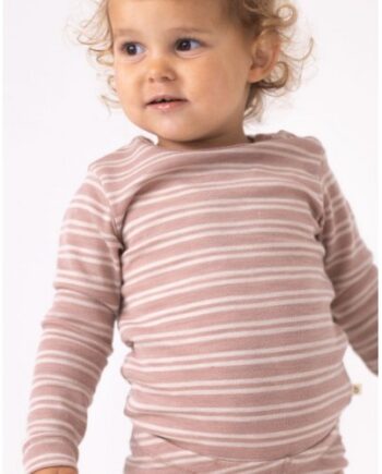 Stribet Body Med Knapper   100  Merino Uld  Oeko-texâ  56 Soft Rose Nature Melange