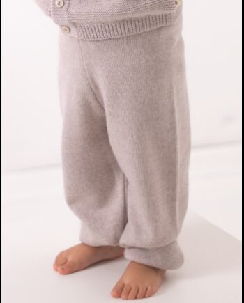 Strik Bukser   100  Merino Uld 62 68 Beige Melange