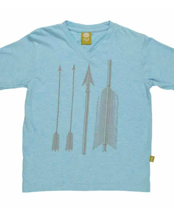 -shirt Med  -hals Blåmeleret Med Pileprint