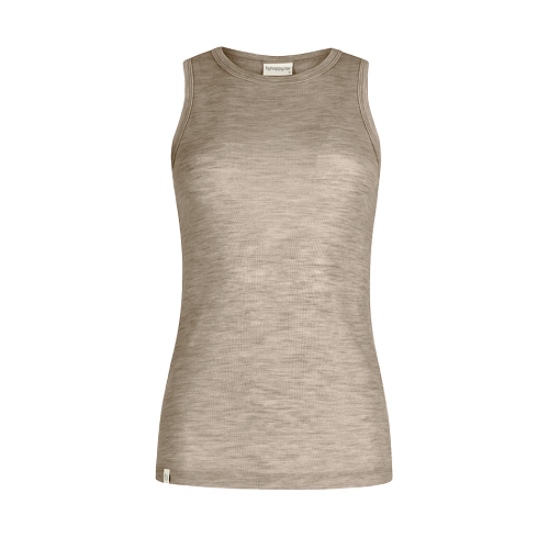 Tank Top Til Dame   100  Merino Uld  1x1 Rib Beige Melange