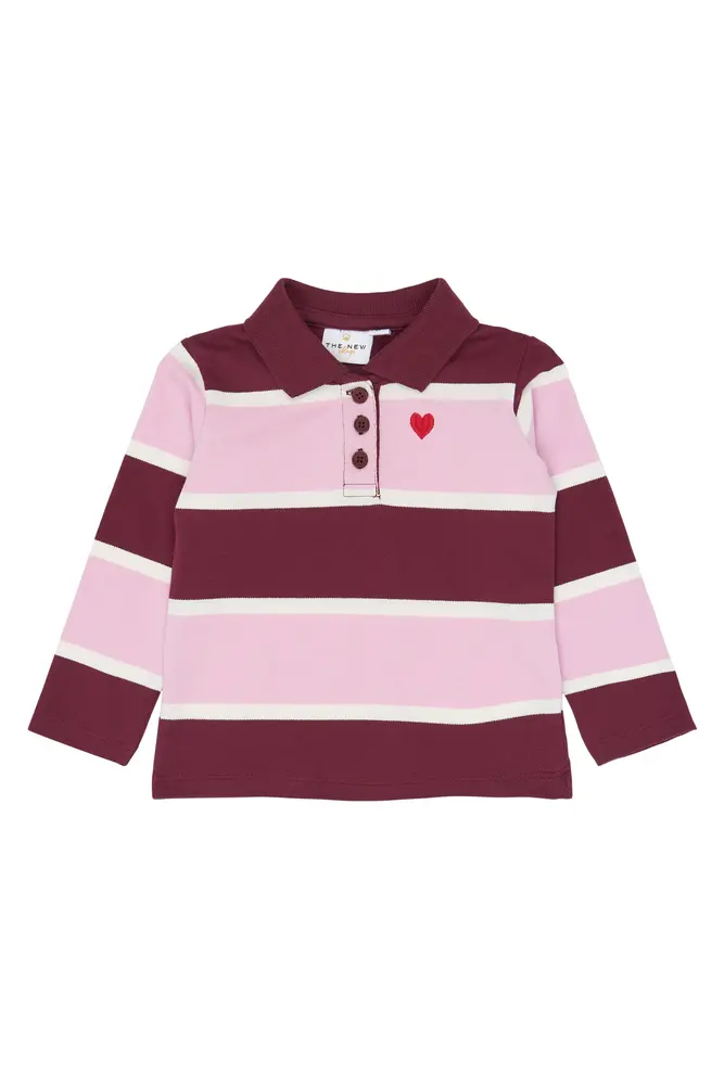The New Siblings Vidalia Pique Polo Burgundy Striped  98