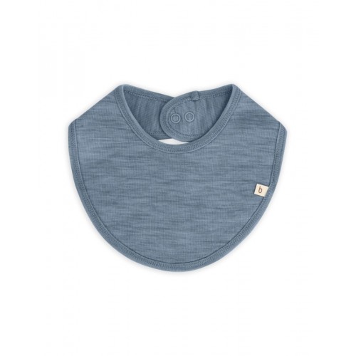 Trekantet Savlesmæk Med Trykknaplukning Til Baby    100  økologisk Merino Uld One Size Blue Melange