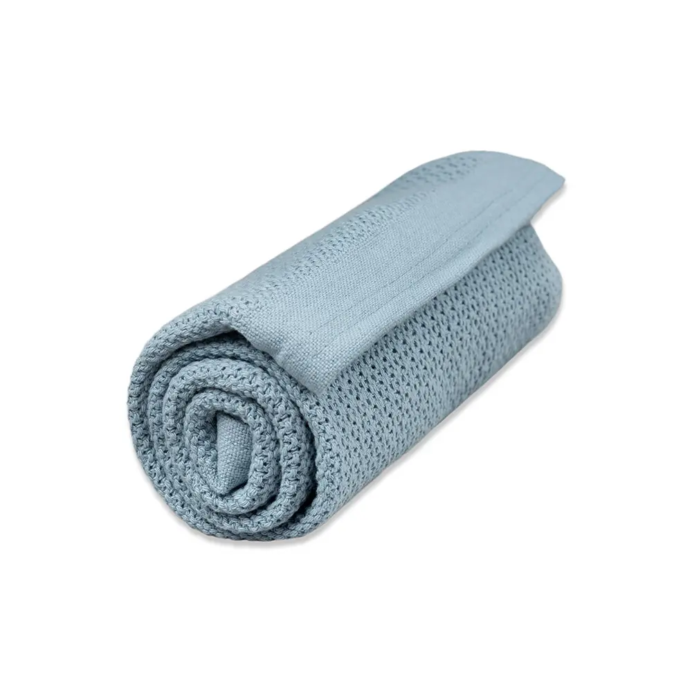 Hæklet Babytæppe Soft Grid øko Dim Blue