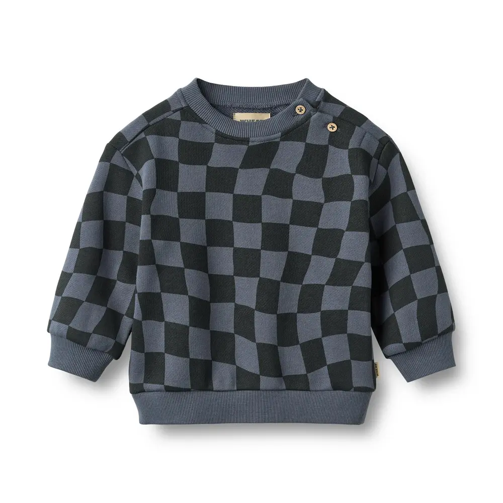 Wheat Elliot Sweatshirt Navy Blue Check 92