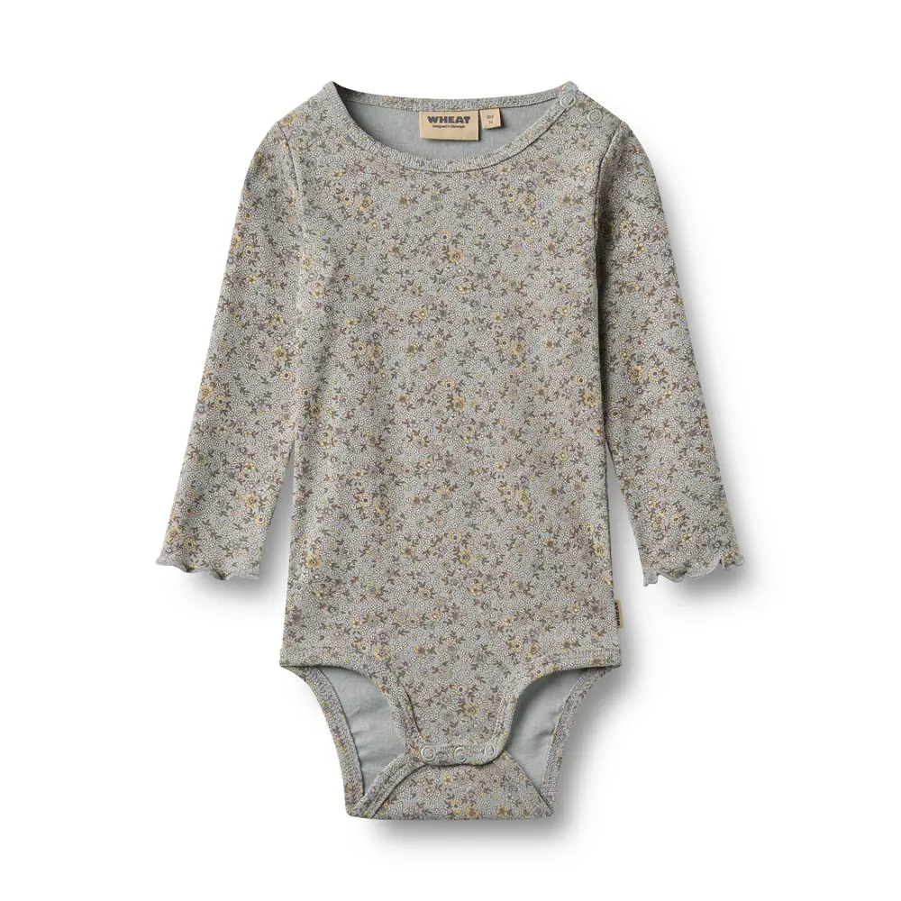 Wheat Regitza Langærmet Body Slightly Blue Flowers 62
