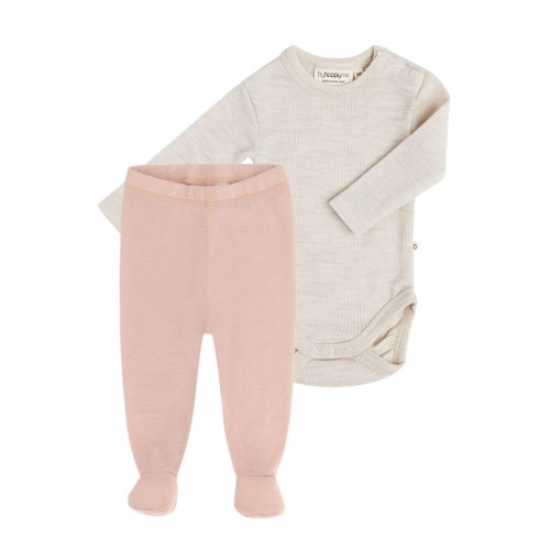 -pak Uldpakke Til Baby Leggins Med Fod Body Med Knap 100 Merinould 56 Soft Nature