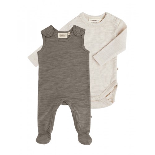 -pak Uldpakke Til Baby Romper Med Fødder Body Med Knap 100 Merinould 56 Soft Grain