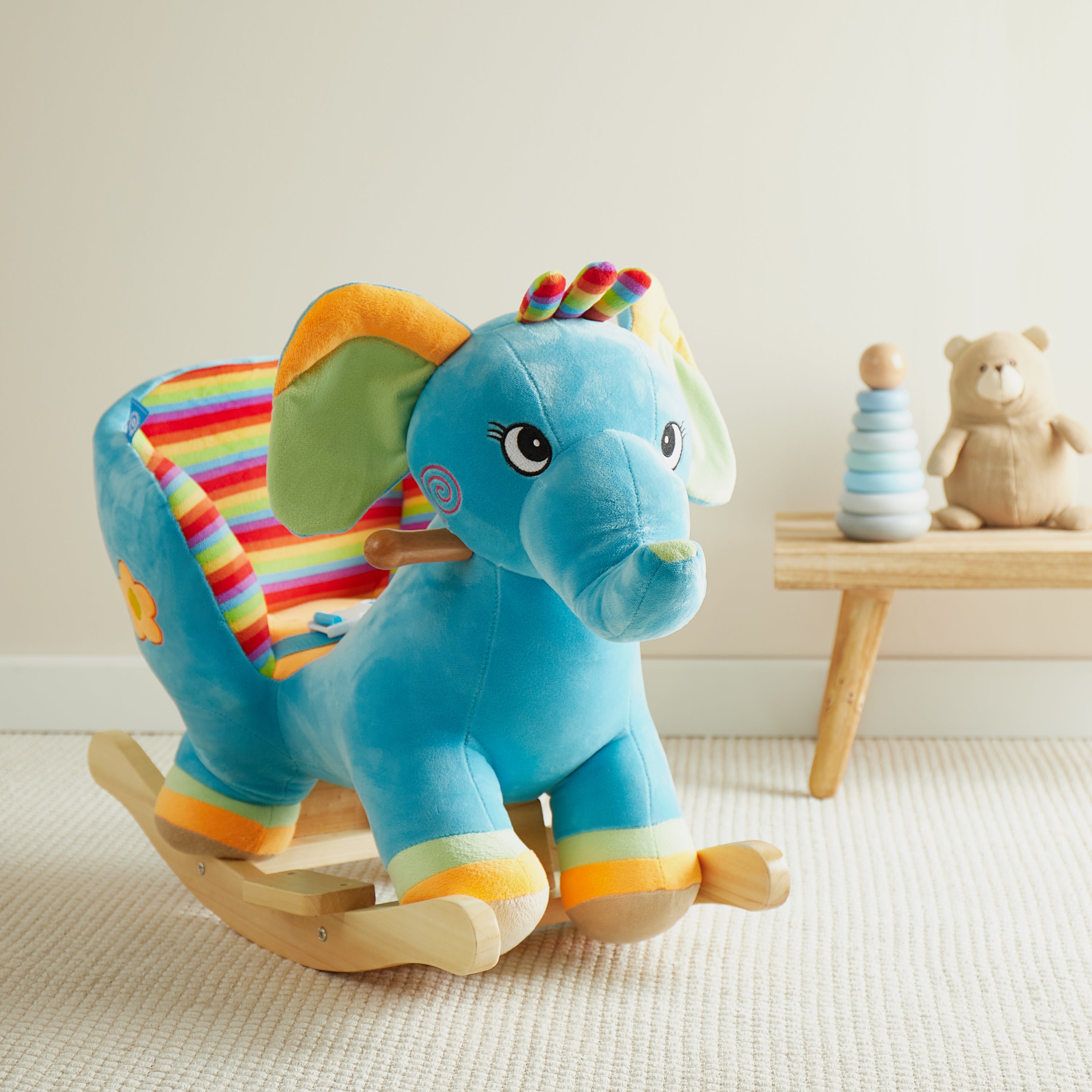 Babynohr Gyngeelefant   Plys Og Træ  Multifarvet Babynohr Dk