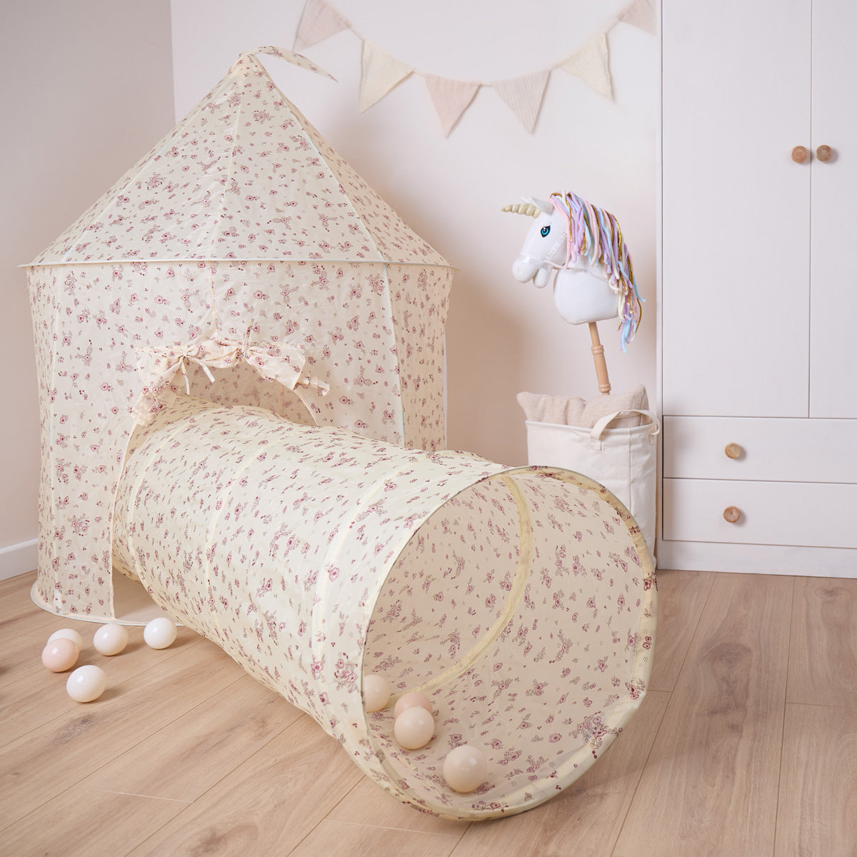 Babynohr Popup Legetunnel Med Blomstermønster  Vintage Flowers Babynohr Dk