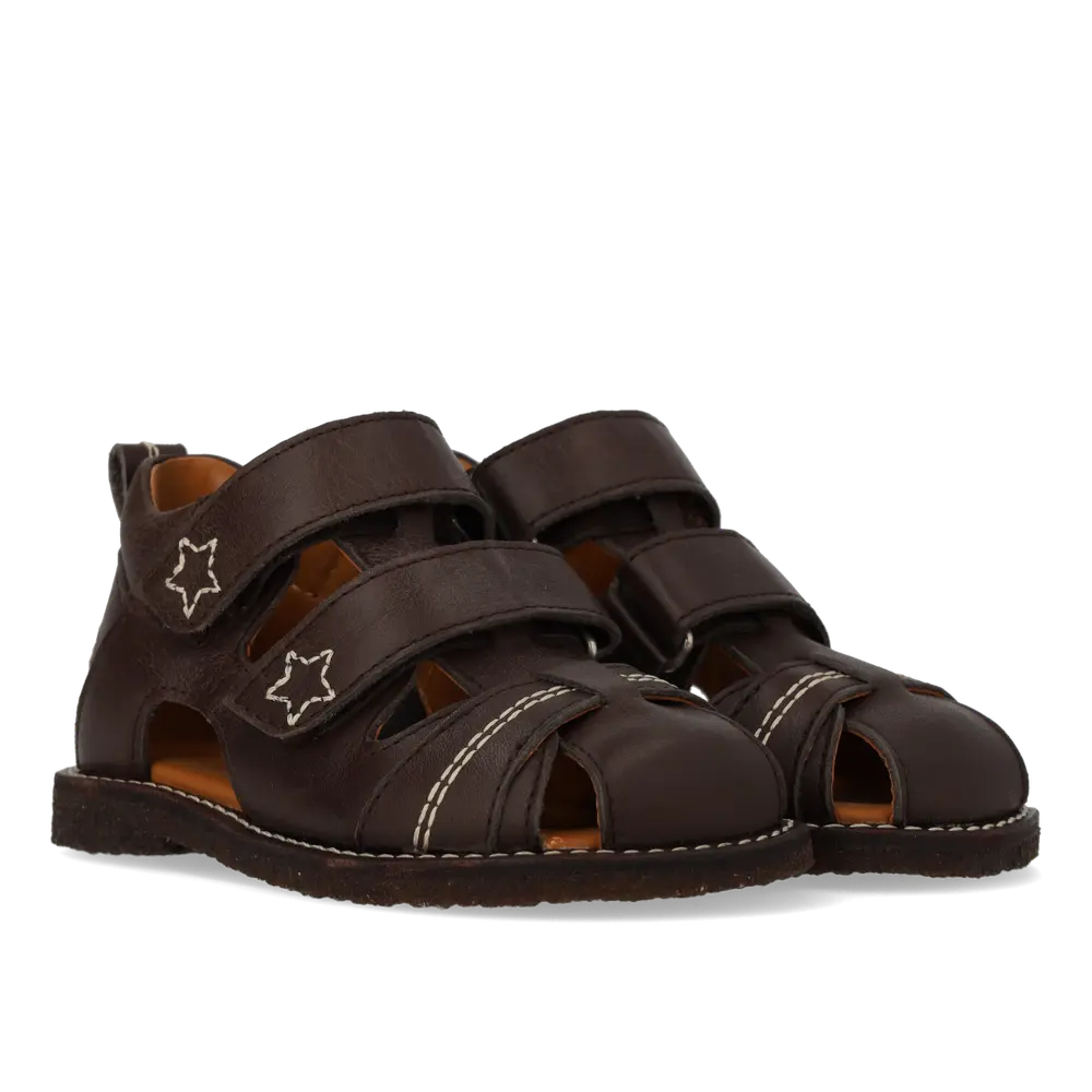Begynder Sandal Med Velcrolukning Dark Brown 20