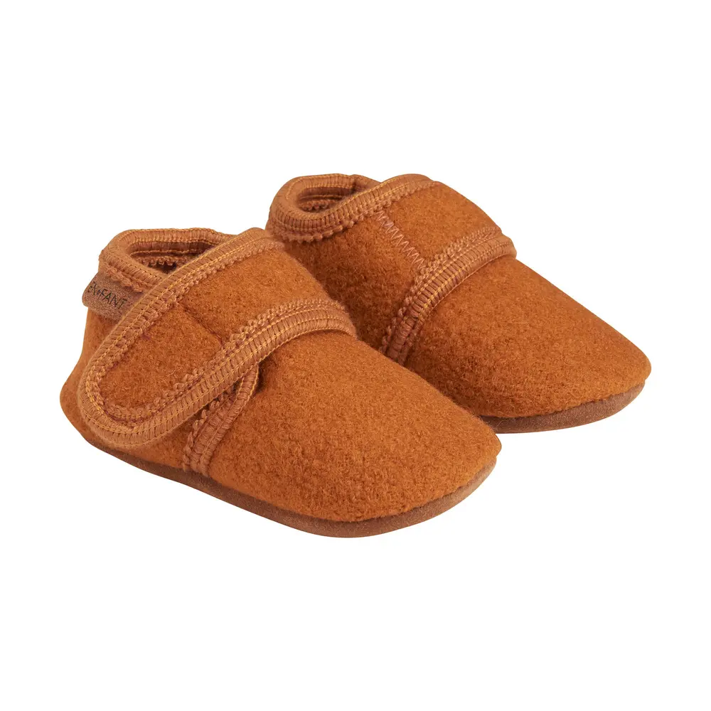En Fant Baby Wool Slippers Leather Brown 17-18