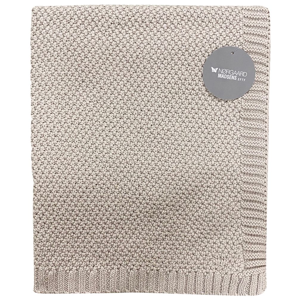 Nm Bomuldsplaid  75x100 Cm  Strikket  Ensfarvet Beige