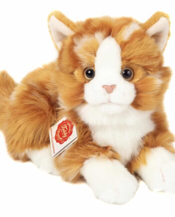 Teddy Hermann Liggende Kat Rødstribet 20 Cm