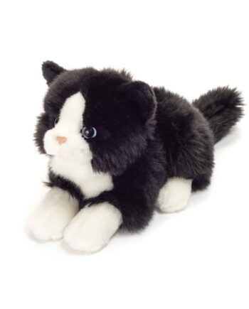 Teddy Hermann Liggende Kat Sort-hvid 20 Cm